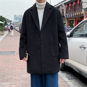 N2075/P90冬季男士呢大衣男中长款男呢料中性风潮呢子外套风衣，男装毛呢大衣，电商A141