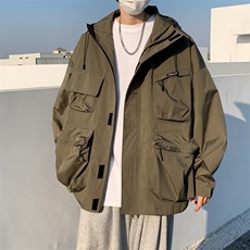 工装冲锋衣夹克男韩版潮流高街2024冬季新款ins宽松外套W4716-P69，男装夹克，星座412-2