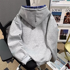美式假两件连帽格子卫衣开衫cleanfit外套J290P52，男装卫衣，星座1116-2