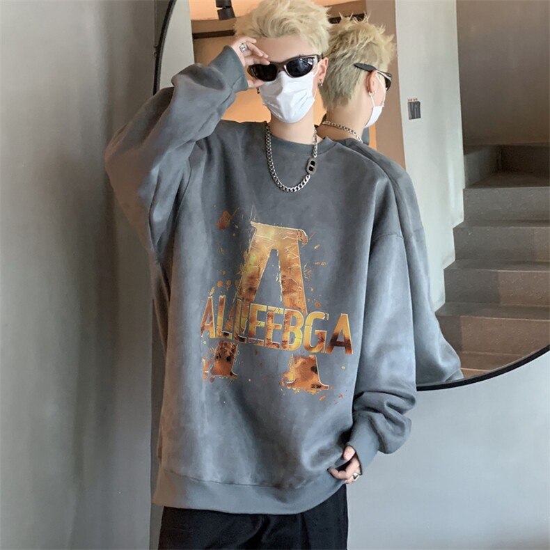 秋装复古美式水洗做旧重磅麂皮绒卫衣301B-JB1502-p45,男装卫衣,星座301B