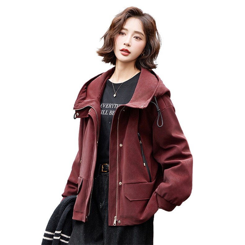 安可拉红短款羽绒服女冬季2024新款高级感加厚宽松保暖派克服外套,女装羽绒服,姿萝菲