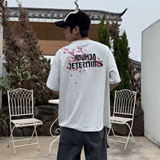 万针全刺绣工艺抖音得物高品质260克重磅纯棉双纱美式高街短袖T恤，男装T恤，电商A486