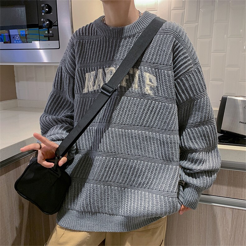冬季宽松潮牌加厚毛线衣日系复古慵懒套头针织衫毛衣男M1137-P52,男装针织衫/毛衣,星座512-2