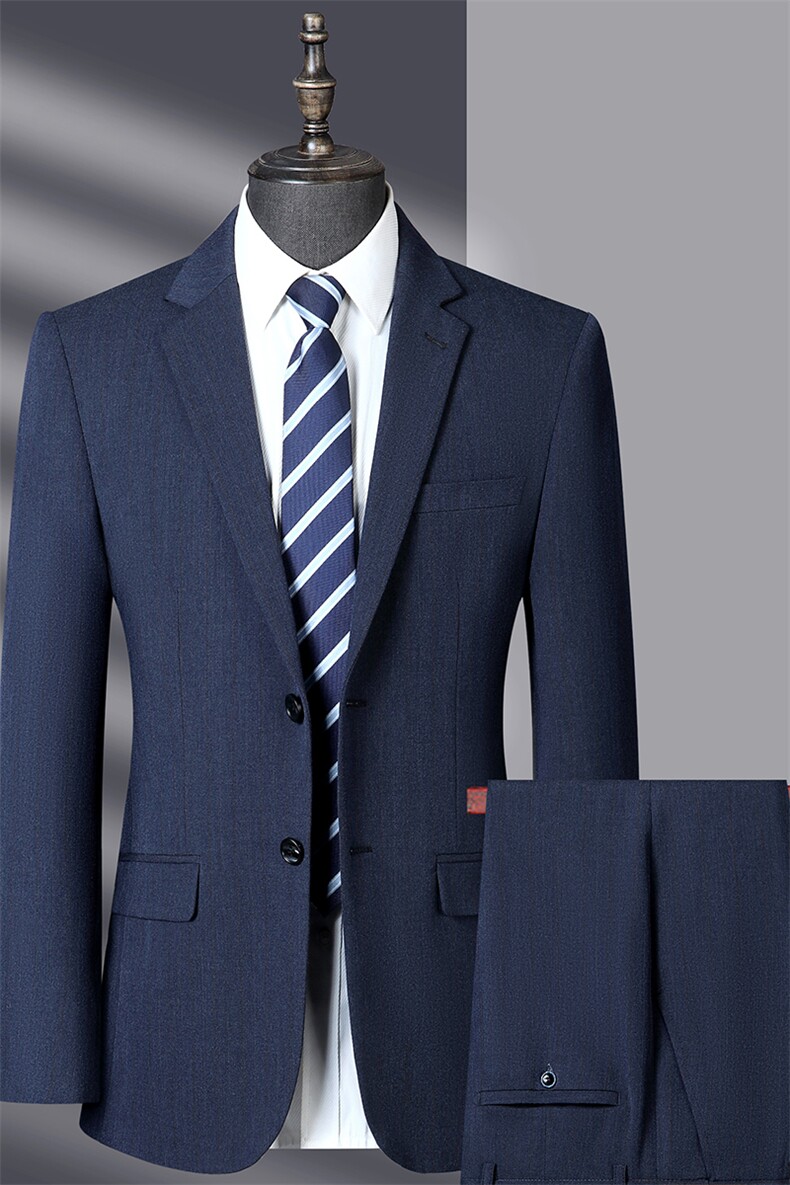 秋季新款男士宽松免烫西服套装中年商务休闲西服上衣男装两件套,男装西服套装,电商B212（原钱塘6029）