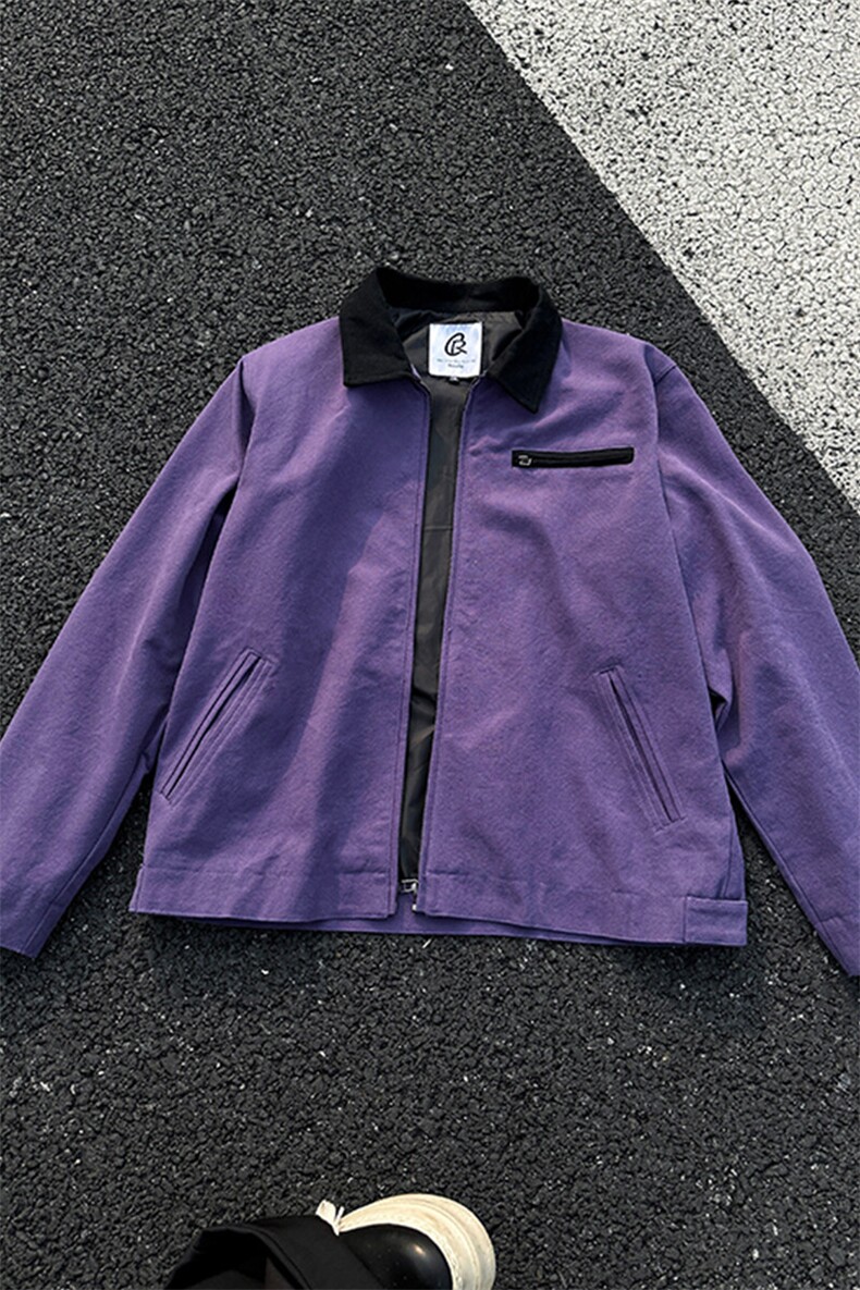8XL-M春季水洗帆布短款夹克男生vintage美式复古工装外套JK003P98,男装夹克,电商B312