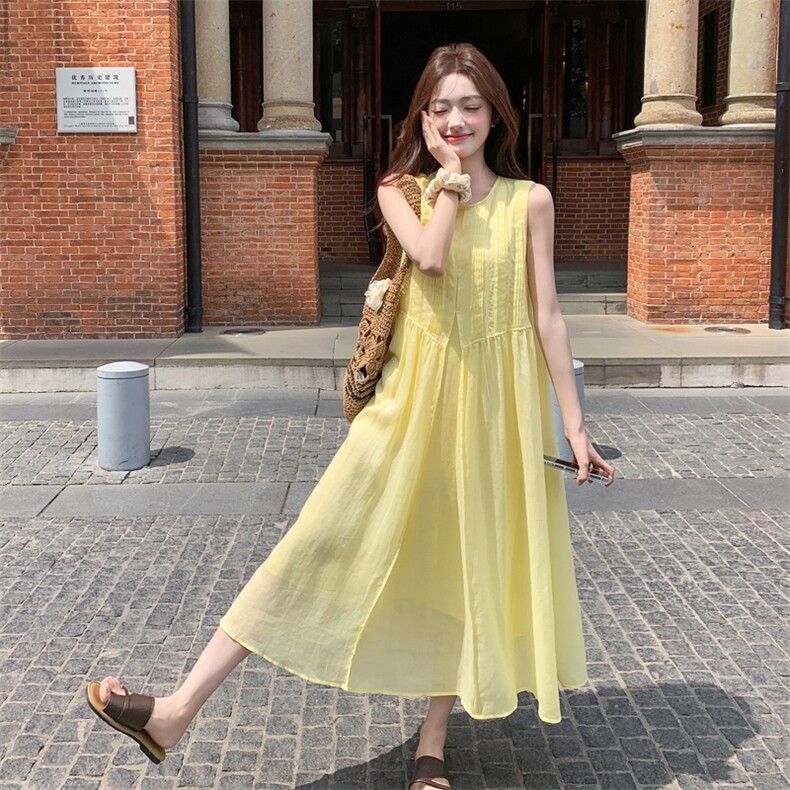 背心连衣裙女26夏季新款法式减龄多巴胺度假长裙182-8620P155K238，女装连衣裙，帛香坊