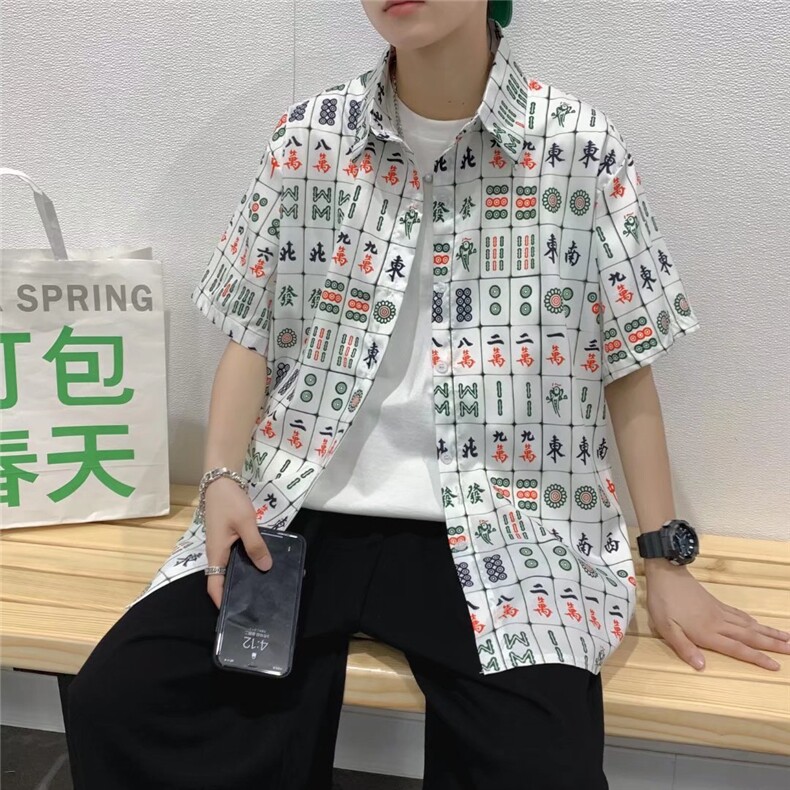 短袖衬衫春款男港风潮流S26P28,男装衬衫,星座1116-2