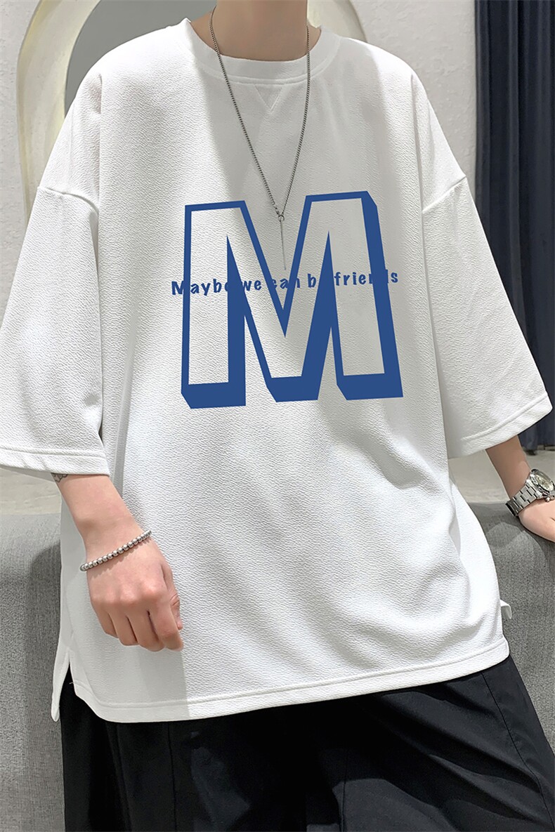 Q11260-P30春夏季七分袖t恤男大码五分袖男短袖中袖大皂风，男装T恤，电商A040