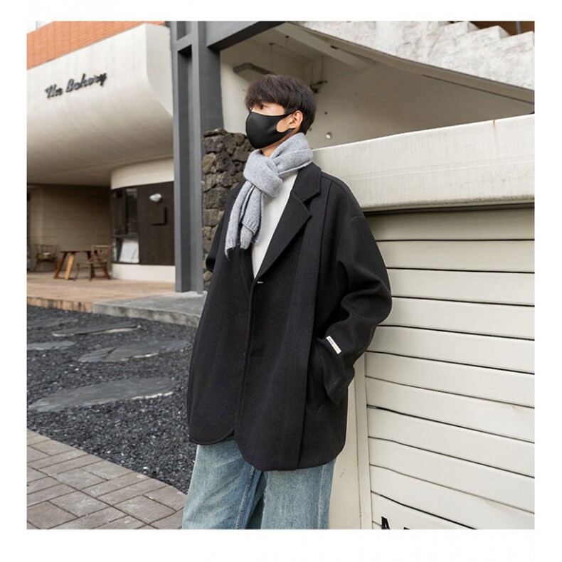 秋冬季西装短款毛呢大衣风衣潮504-F21-P75控118(加棉P85控128),男装风衣,星座504