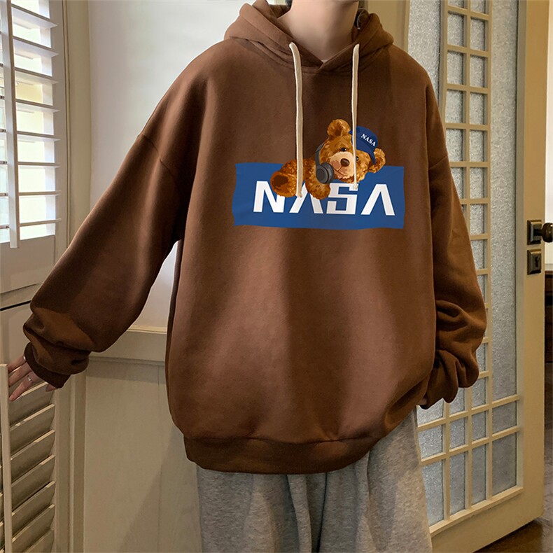 NASA纯棉连帽卫衣男大码运动帽衫宽松薄WY2247-P35加绒款-P40,男装卫衣,电商A040