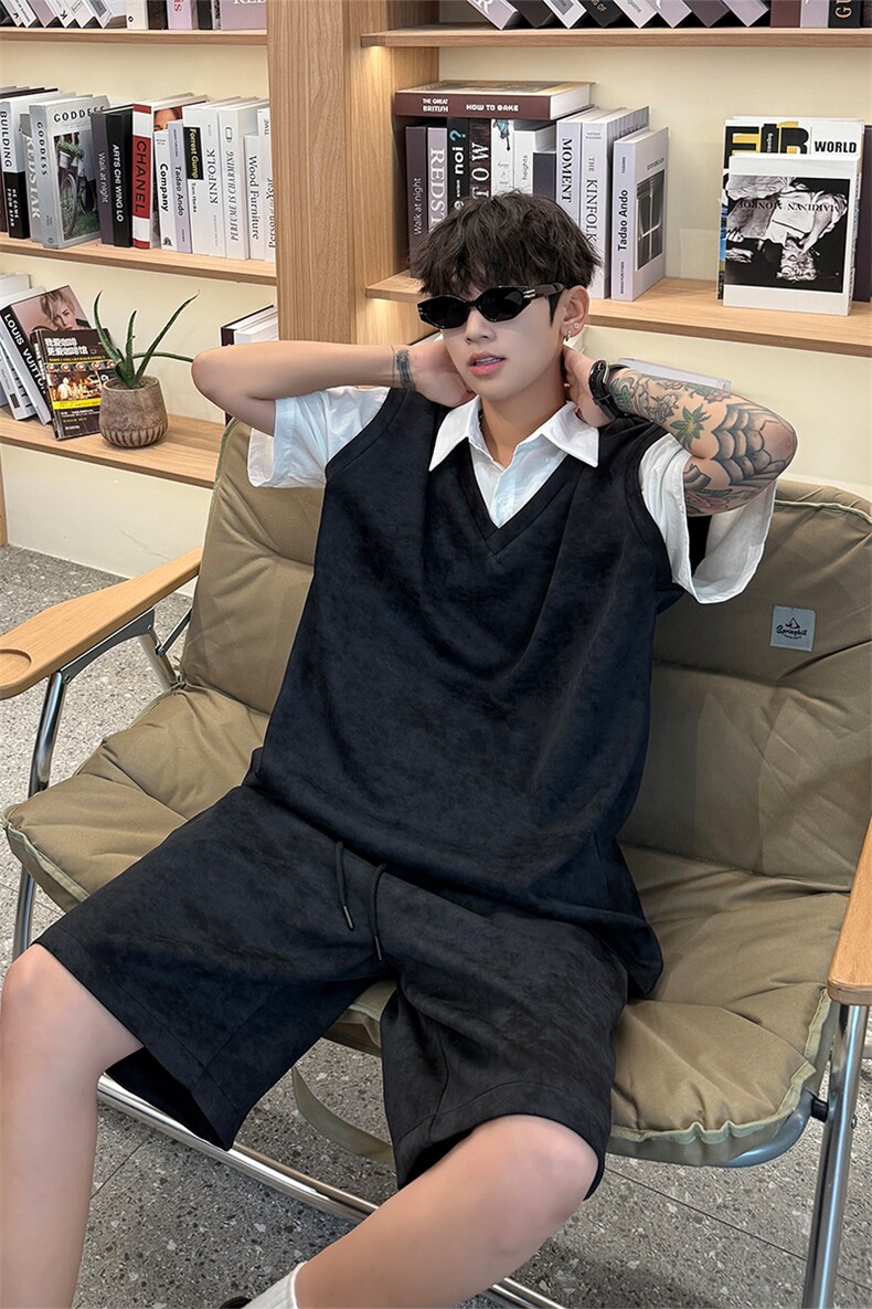 扎染套装西装领休闲春夏套装短袖短裤潮流休闲套装扎染面料特P65,男装牛仔裤,电商B319