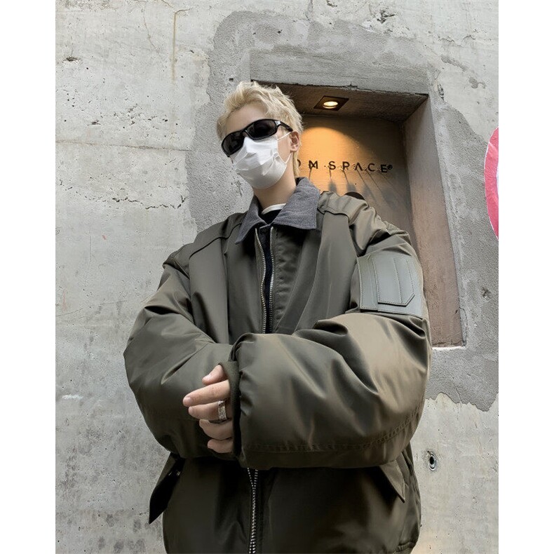D2802-P88拼接假两件拉链外套棉衣外套男款美式棉服夹克秋冬潮牌,男装棉衣,星座603-2