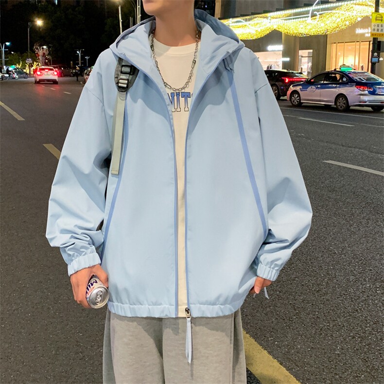 冲锋衣连帽夹克男宽松落肩纯色上衣外套DSA157B-J208-P60,男装夹克,电商A157B