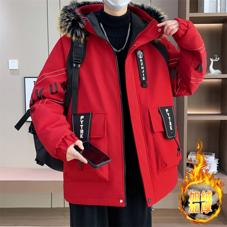 港风加绒夹克男外套青年冬季加厚连帽大毛领保暖棉衣男L8757-P98,男装夹克,星座310B-3