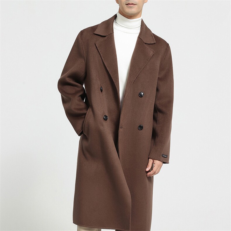 男士双面穿羊毛呢大衣秋冬季韩版翻领商务绅士，男装毛呢大衣，鹿展羊绒大衣