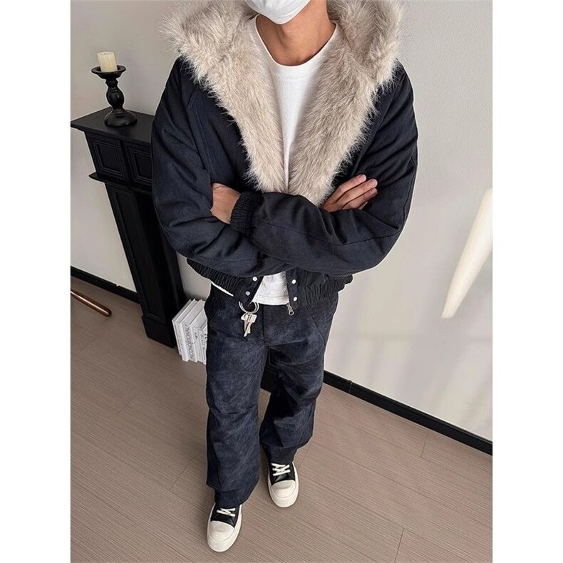 美式二代座山雕棉服男加厚冬季cleanfit毛领短款棉衣连帽二棉外套,男装棉衣,星座205-3