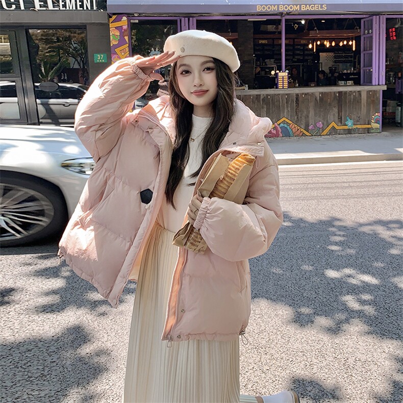 24新款粉色短款连帽羽绒服2C122-8867-P235-K358,女装羽绒服,2C122