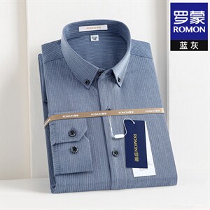高端衬衫男长袖2023秋季中年宽松商务休闲免烫纯色衬衣薄款图片