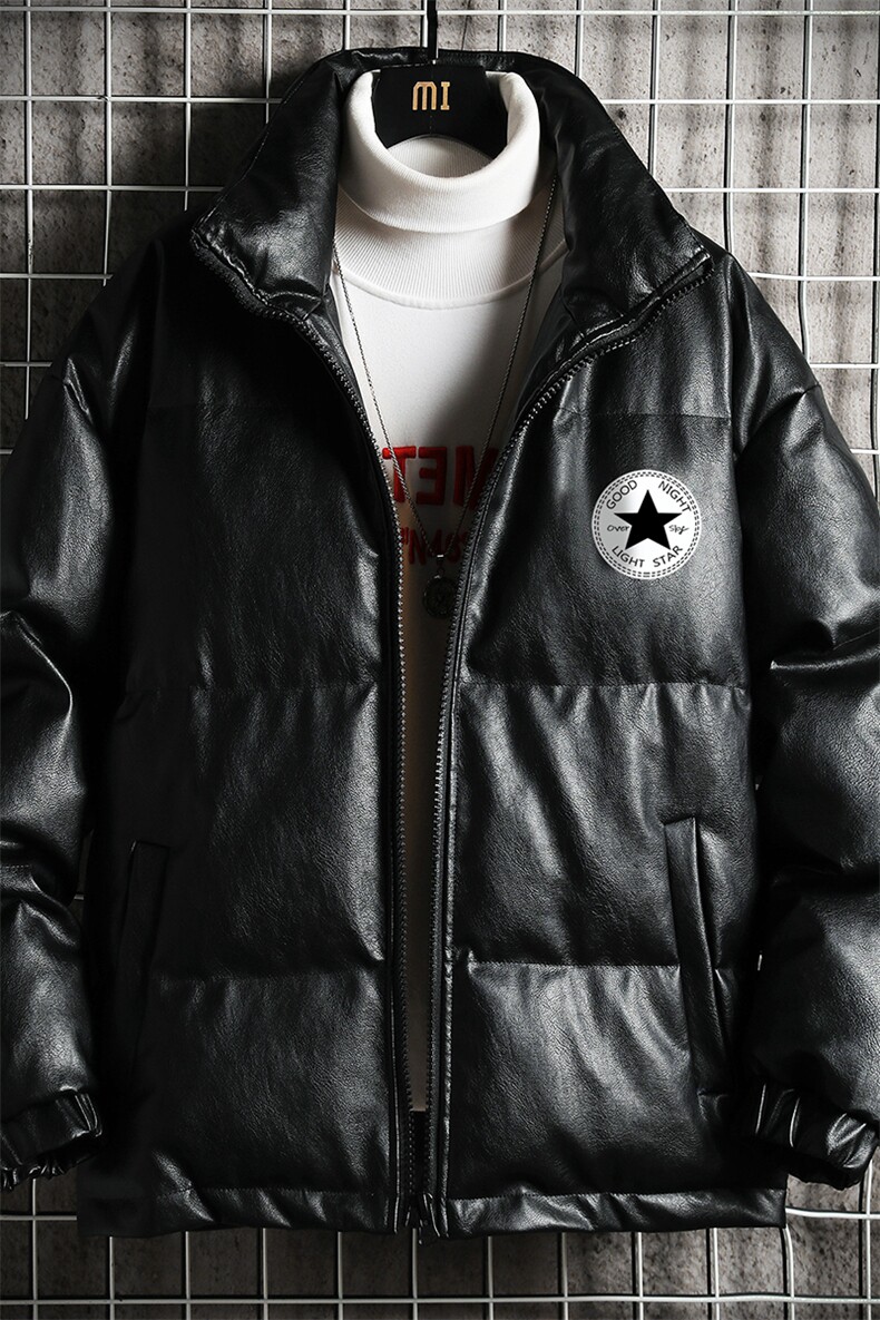 PM51008-P120立领pu皮棉衣男大码面包服男棉服男棉袄男,男装棉衣,电商A040A