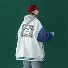 中性风2022秋季新款设计感潮牌印花宽松棒球服夹克G95--p65控88，男装夹克，A247A