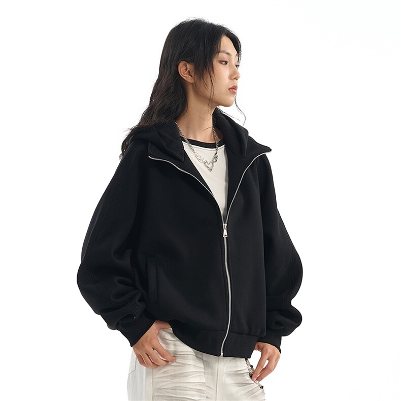 华棉450克W9873-特P85连帽开衫卫衣男女同款美式短款开衫夹克外套,男装夹克,电商D310B