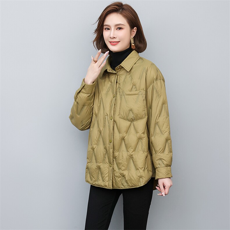 冬季短款羽绒服女2022新款衬衫款轻薄羽绒外套,女装羽绒服,忆绮罗