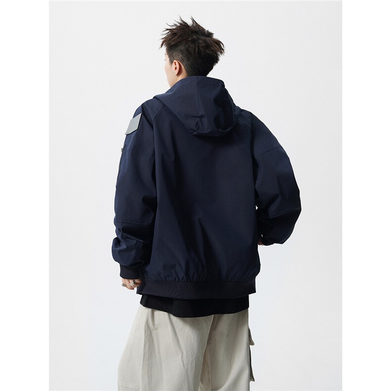 可二开发光贴片连帽工装冲锋衣大码M-5XL夹克男JK78076P85控128图片