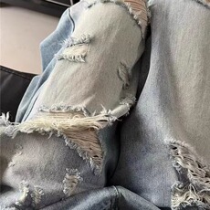 美式街头水洗做旧破洞牛仔裤男春秋直筒宽松高街风长裤子XX1611，男装牛仔裤，星座208-5