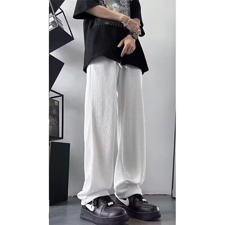 V156-P40美式高街高级感裤子垂感宽松阔腿裤褶皱肌理感休闲裤,男装休闲裤,星座911-1