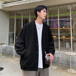 已下单 24083-P85秋季新款简约百搭针织衫开衫男士宽松大码外套图片