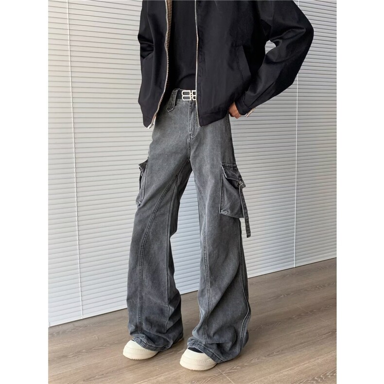 美式高街vibe绑带设计感工装牛仔裤男做旧长裤NZ810-P62,男装牛仔裤,星座308B-2