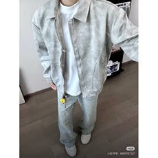 麂皮绒复古翻领夹克男士春秋季2026新款男生美式休闲工装外套，男装夹克，星座410-6（原星座1304-1）