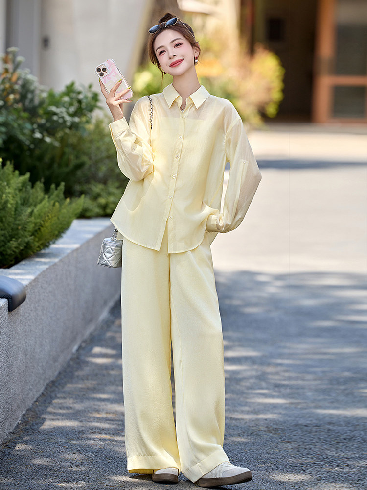 小香风时尚套装女2026新款洋气减龄夏季防晒衬衫吊带阔腿裤优雅,女装套装/套裙,衣之秀