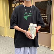 夏季新款潮流2023青少年宽松男士印花大码圆领短袖T恤1210-2-6606，男装T恤，星座1816-2（原1210–2）
