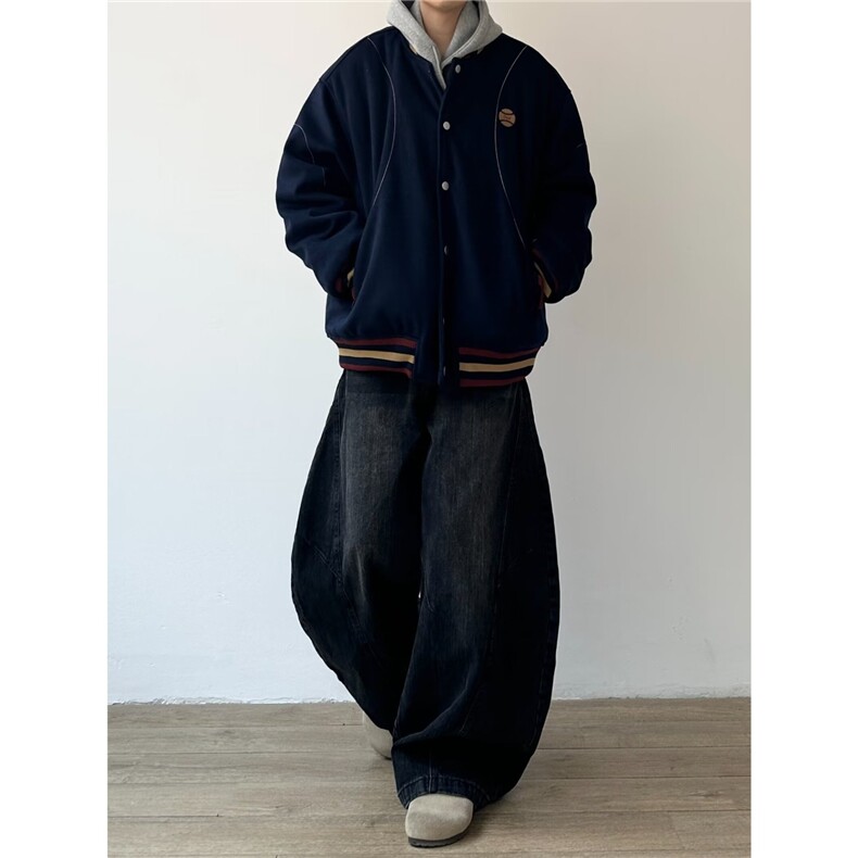棒球服外套男春秋季2026新款潮牌宽松复古撞色休闲假两件夹克,男装夹克,星座506A