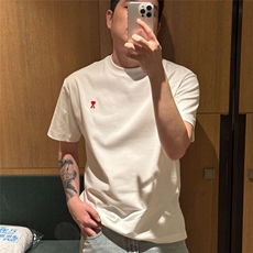 2025时尚小众设计感爱心小标刺绣短袖t恤男A71350-P32，男装T恤，星座208-5