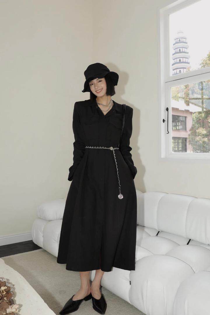 同款垫肩法式风衣裙，女装风衣，GN