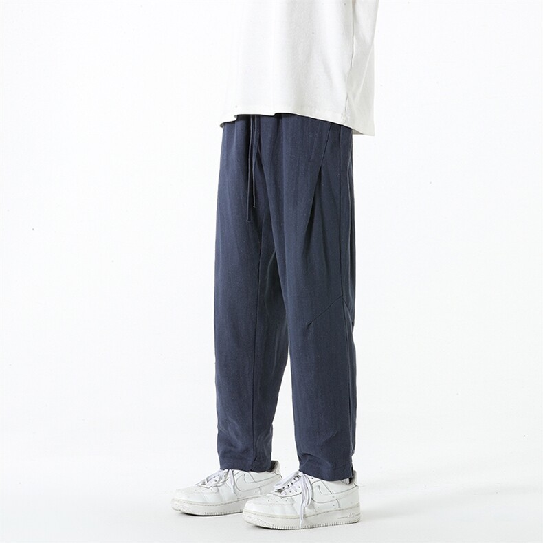 8XL-M亚麻裤男休闲束脚裤潮薄款宽松男生九分锥形哈伦裤K920P58,男装休闲裤,电商D206-1