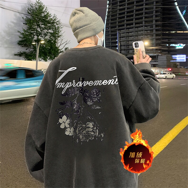 直播品质500克重磅美式做旧水洗卫衣SY1398-常规特P45加绒特P55,男装卫衣,电商A486