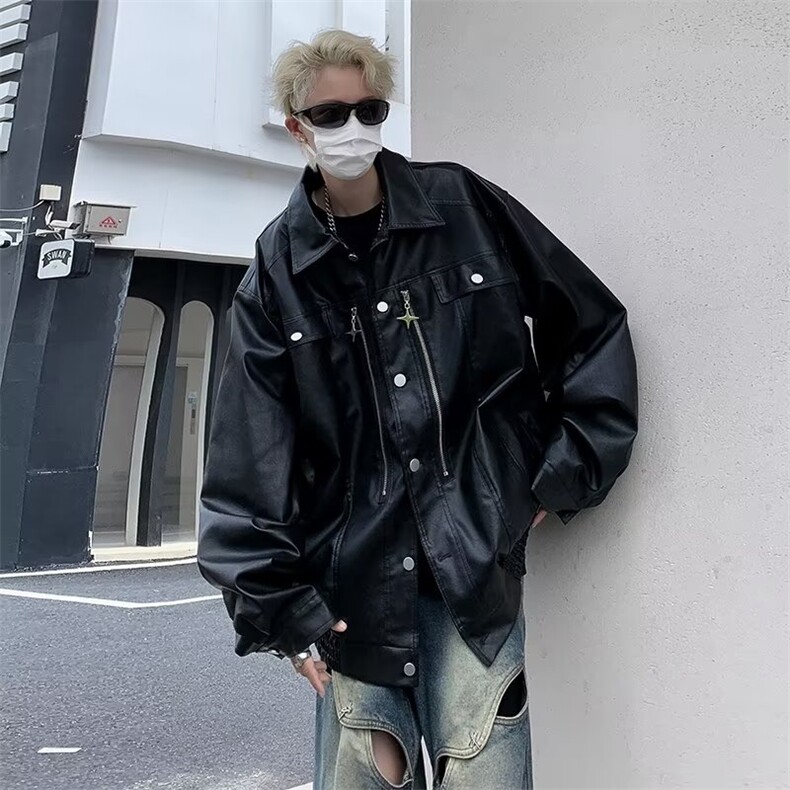 高级感机车风皮衣夹克男装痞帅炸街百搭小众休闲棒球服外套~PY921,男装夹克,星座601-2