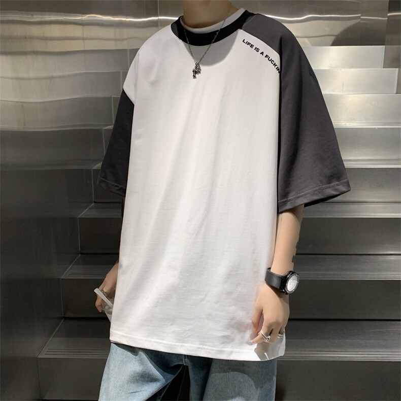 C230-P28日系复古圆领半袖T恤2024夏季新款潮流撞色短袖T恤男,男装T恤,星座512-6