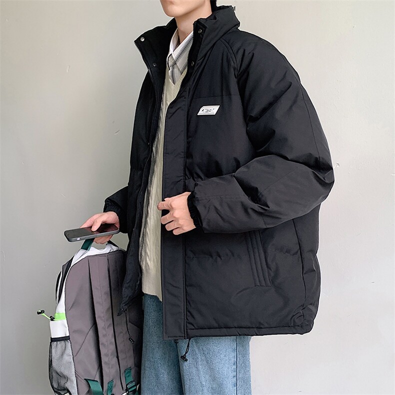 新款男百搭设计感纯色情侣港风棉衣M065-P90控148图片