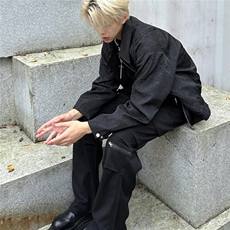 美式高街铆钉褶皱纹理情侣短款外套男春秋设计感宽松cleanfit夹克，男装夹克，星座1210-1
