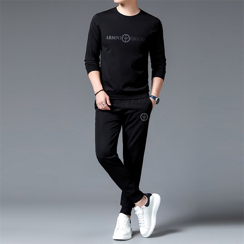 中老年男士印花运动套装爸爸春秋季套头圆领两件套中年人休闲服,男装休闲套装,电商B212（原钱塘6029）