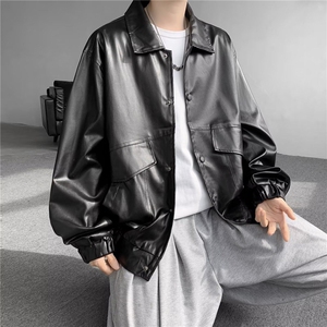 皮衣男港风潮流宽松款痞帅机车服青年飞行员帅气皮夹克皮外套潮图片