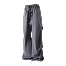冰丝阔腿侧边褶皱休闲裤K012立体92%聚酯纤维8%氨纶(S-2XL)TP24，男装休闲裤，电商A088