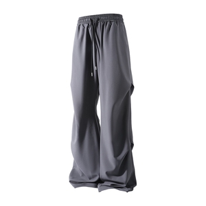 冰丝阔腿侧边褶皱休闲裤K012立体92%聚酯纤维8%氨纶(S-2XL)TP24图片