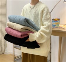 青年长袖套头宽松圆领休闲毛衣B045/75，男装针织衫/毛衣，电商C413