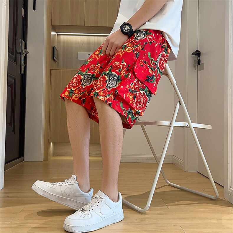 D3工装大码短裤大花沙滩裤男女风大码团队夏五分裤民族个性，男装牛仔裤，星座115A(原星座507）