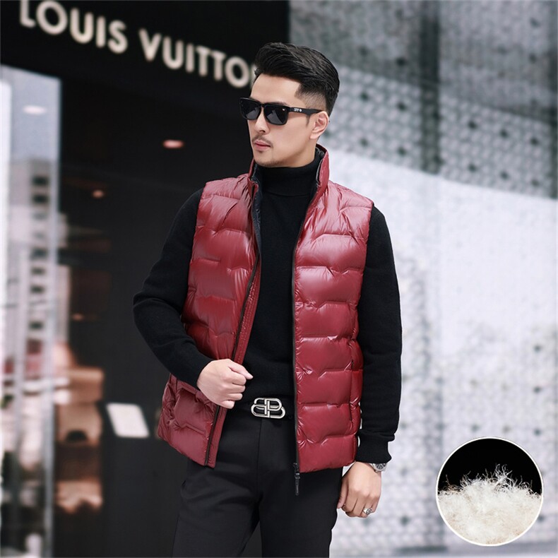 防水黑金羽绒服马甲男士秋冬立领无袖外穿90鸭绒时尚休闲坎肩背心图片